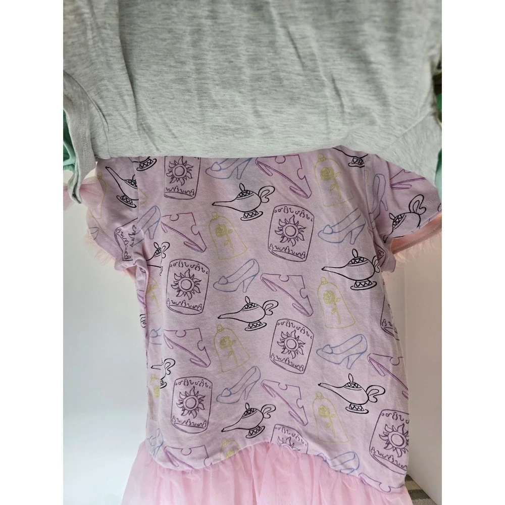 Disney Princess Girls 4-pack Tees Sz 7 Cinderella Jasmine Belle‎ New